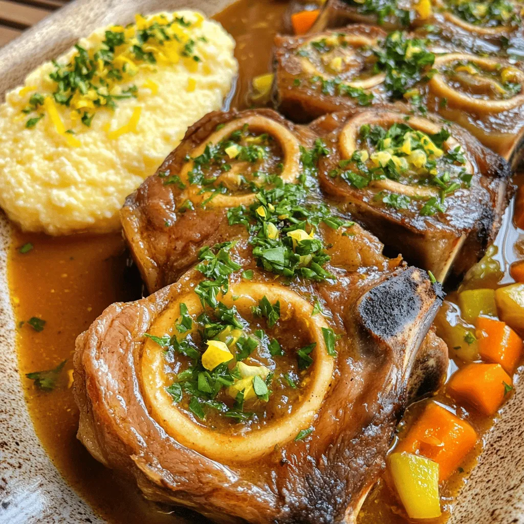 Osso buco is a classic Italian dish made with veal shanks. The name means "bone with a hole" in Italian, referring to the marrow inside. This dish comes from Lombardy, a region in northern Italy. It has been a part of Italian cuisine for many years.