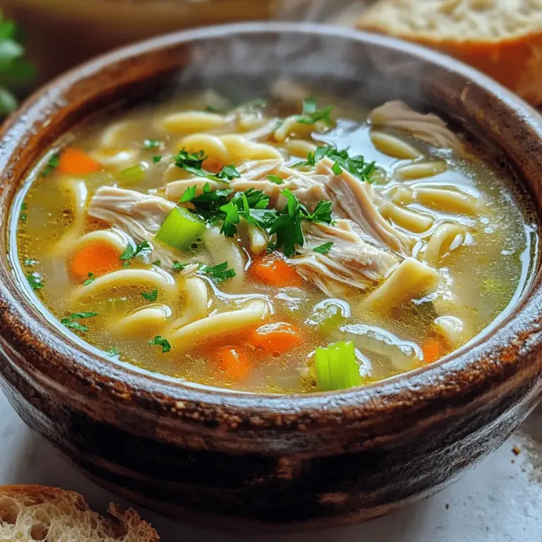 To make the best chicken noodle soup, you need a few key ingredients. First, you'll want to gather chicken broth for soup. This gives the soup its rich flavor. Next, grab some egg noodles for soup. They soak up the broth well and add a nice texture. You also need cooked chicken, like shredded rotisserie chicken. Then, don't forget your veggies! Use onions, carrots, and celery. These add great taste and nutrients.