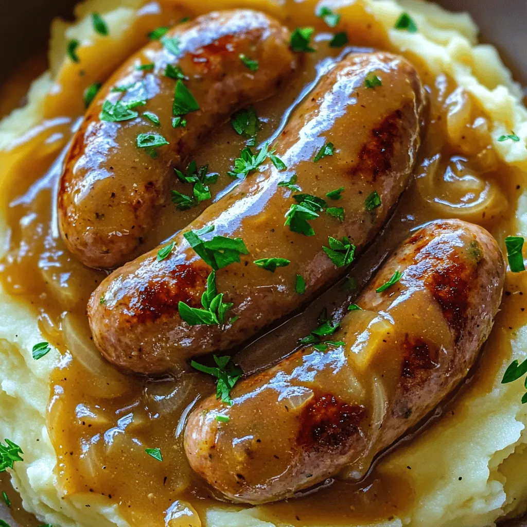 The heart of bangers and mash lies in its simple yet flavorful ingredients. You need quality sausages, creamy mashed potatoes, and rich onion gravy. Each part plays a key role in creating this comforting dish.