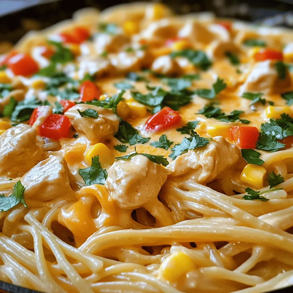 To make Creamy Cowboy Butter Chicken Linguine, you need a few key ingredients. Gather 8 oz of linguine pasta, 2 diced chicken breasts, and 4 tablespoons of cowboy butter. You will also need 1 cup of heavy cream, 1 cup of shredded cheddar cheese, 2 minced garlic cloves, 1 diced red bell pepper, and ½ cup of corn. Don’t forget salt, pepper, smoked paprika, cayenne pepper, and fresh cilantro or parsley for garnish.