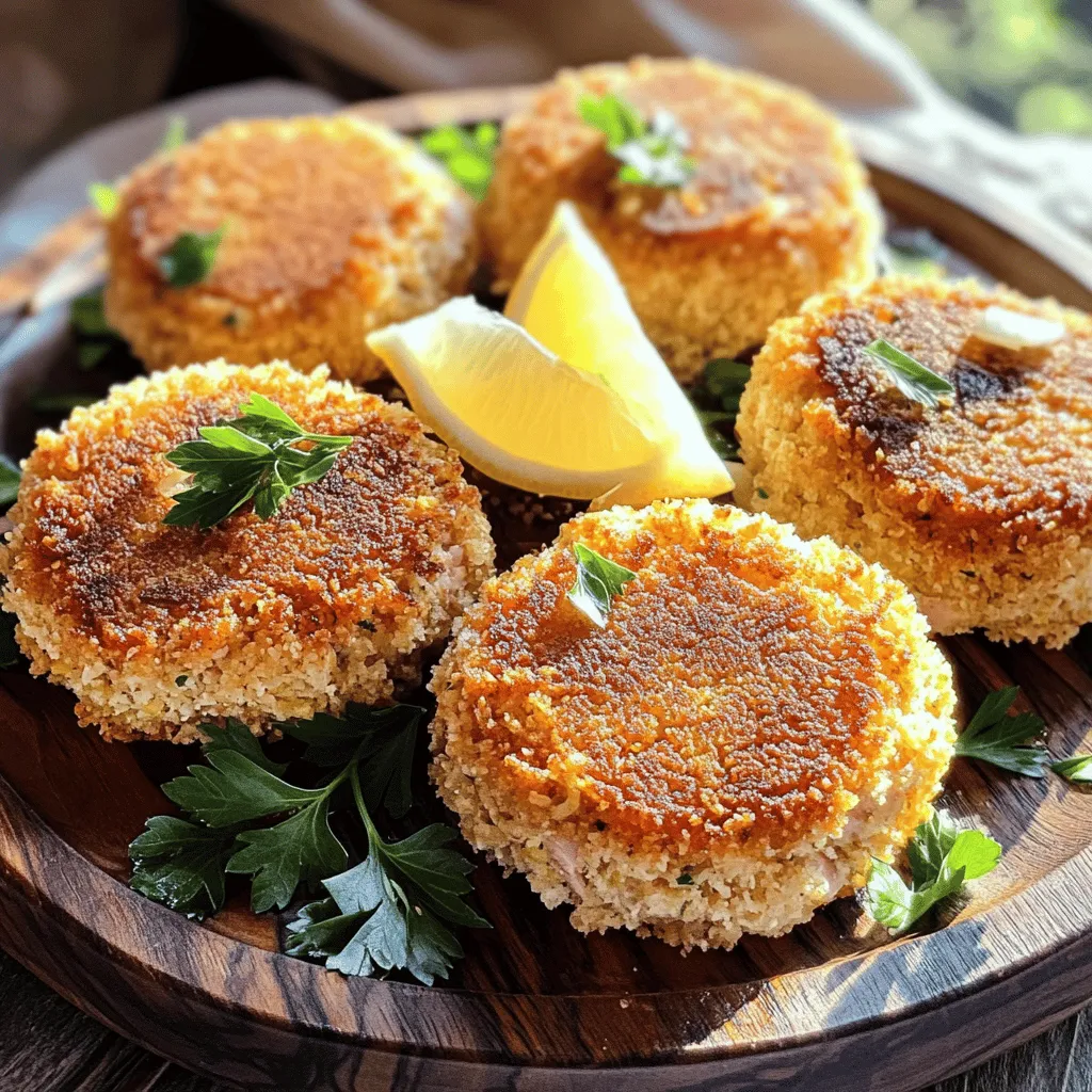 For lemon garlic tuna cakes, you need simple yet flavorful ingredients. Start with two cans of drained tuna. Use about 5 ounces per can. Next, add one cup of breadcrumbs. Panko works best for a crunchy texture. You will also need a quarter cup of mayonnaise and one egg. The egg helps bind everything together. The magic happens with two tablespoons of fresh lemon juice and the zest of one lemon. These add a bright, tangy flavor. Don’t forget two minced garlic cloves and a quarter cup of finely chopped green onions. Sprinkle in a teaspoon of dried oregano, plus salt and pepper to taste. Finally, you will need olive oil for frying.