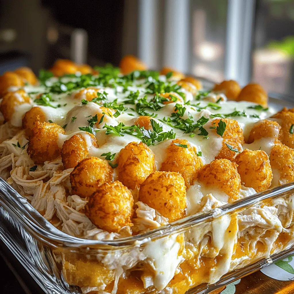 To make a savory creamy chicken alfredo tater tot casserole, you need some key ingredients.