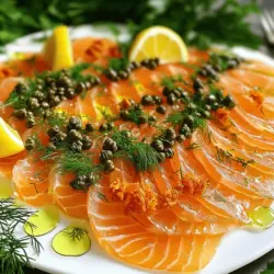 To make a great smoked salmon carpaccio, you need a few key ingredients. First, high-quality smoked salmon is a must. You want 200g of thinly sliced salmon. The flavor should be rich and smoky.