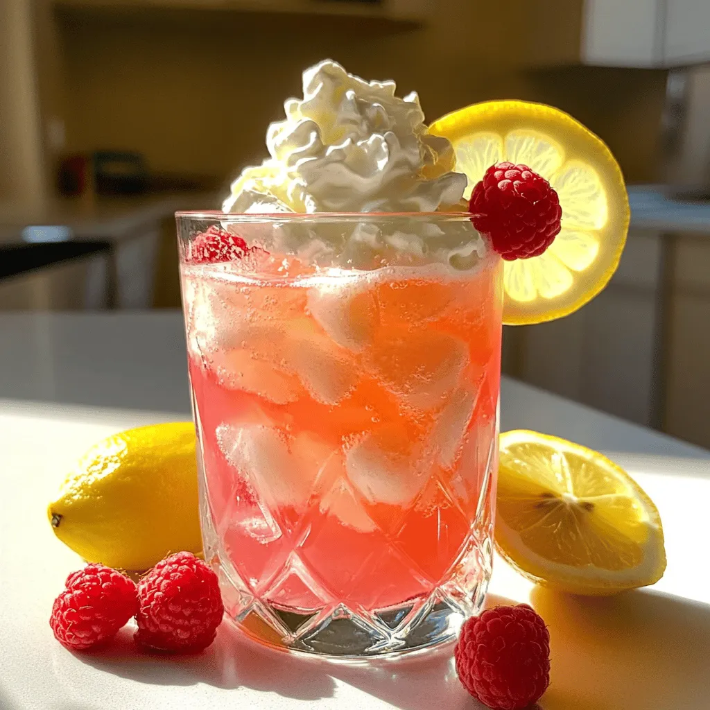 To make whipped pink lemonade, you need fresh and simple ingredients. First, you need <strong>freshly squeezed lemon juice</strong>. I use about four to six lemons to get one cup of juice. This juice gives the drink its bright, tangy flavor.” /></p>
</p>
<h2>What Variations of Whipped Pink Lemonade Can You Try?</h2>
</p>
<p>You can change up whipped pink lemonade in many fun ways. First, think about adding other fruits. Strawberries, blueberries, or even peaches can make tasty additions. Just blend them with the lemon juice. You can also use mixed berries for a colorful twist. Each fruit brings a new flavor to your drink.</p>
</p>
<p>Next, explore fun ways to add flavor. Try using flavored syrups like raspberry or peach. You can also mix in herbs such as mint or basil. These herbs add a fresh taste that brightens your drink. A splash of coconut water can give it a tropical vibe too.</p>
</p>
<p>Don’t forget about unique ingredients for a twist! You can add a bit of sparkling water for fizz. This makes the drink bubbly and refreshing. Another idea is to use flavored yogurt instead of heavy cream. This change adds a creamy texture with a fruity taste.</p>
</p>
<p>These variations can make whipped pink lemonade even more exciting. For full details on making this drink, check the Full Recipe. Enjoy experimenting with flavors and create your perfect summer drink!</p>
</p>
<h2>How Can You Serve and Present Whipped Pink Lemonade?</h2>
</p>
<p>When serving whipped pink lemonade, choose fun drinkware. Bright, colorful glasses catch the eye. You can use mason jars for a rustic feel. Tall glasses show off the layers of color. Clear glass lets the pink hue shine.</p>
</p>
<p>Garnishes elevate your drink’s look. Fresh raspberries on top add a pop of color. A lemon slice on the rim gives freshness. You can even add mint leaves for a green touch. These small details impress guests and make the drink more fun.</p>
</p>
<p>Seasonal themes bring joy to your presentation. In summer, use vibrant flowers for decoration. For fall, add cinnamon sticks or apple slices. In winter, try red and green sprinkles. Each season offers a chance for creativity.</p>
</p>
<p>For the full recipe, follow the steps to create this delightful drink. Enjoy the process and have fun with your presentation!</p>
</p>
<p><img decoding=