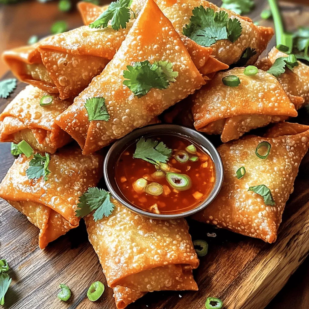 To create crab rangoon egg rolls, you need a few key ingredients. The main star is imitation crab meat. It adds a sweet seafood flavor without being too fishy. You can also use real crab if you prefer. The next essential ingredient is cream cheese. It provides a rich, smooth texture that balances the flavors well.