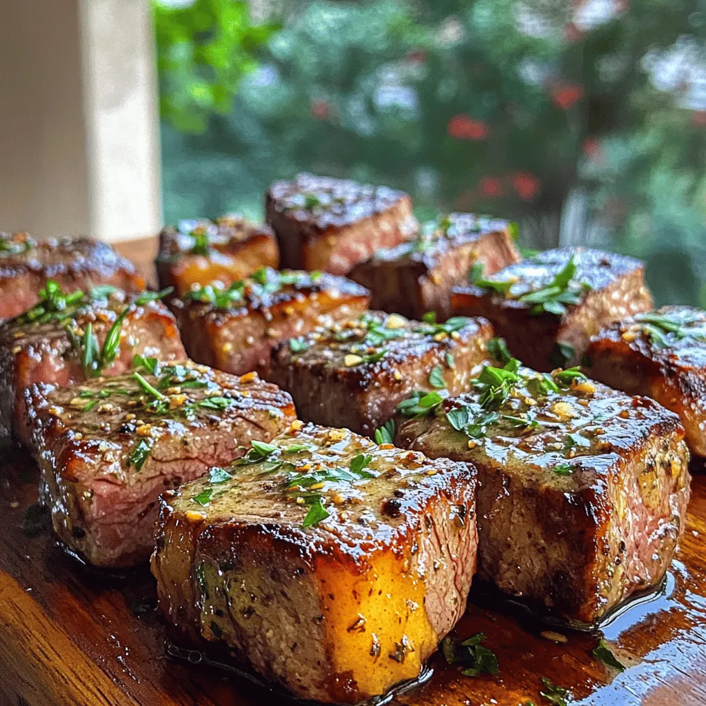 Irresistible garlic butter steak bites are small pieces of juicy steak cooked in a rich garlic butter sauce. What makes this recipe irresistible? The steak sears well, giving it a nice crust. The garlic butter adds flavor and keeps the meat tender. You get a burst of flavor in each bite that no one can resist.