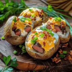 Loaded Baked Potato with Juicy Steak Bites Delight