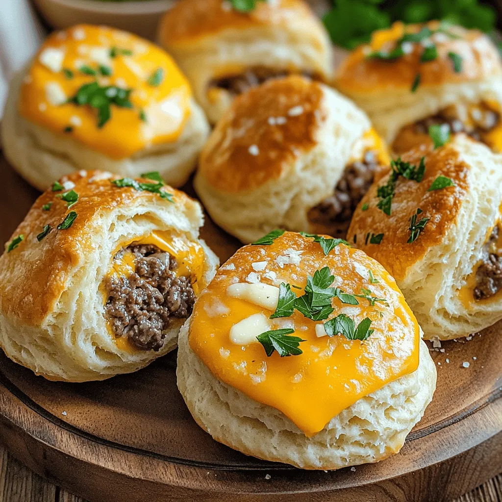 To make garlic parmesan cheeseburger bombs, you need a few key ingredients. First, grab 1 pound of ground beef. It’s best to use a mix with some fat for flavor. Next, you’ll need 1 cup of shredded cheddar cheese and 1/2 cup of softened cream cheese. These cheeses create a rich filling.