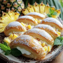 To make a King’s Hawaiian Cheesecake Danish, you need simple and tasty ingredients. Start with a package of King's Hawaiian Sweet Dinner Rolls. These sweet rolls add a soft and fluffy texture. Then, cream cheese is key for the filling. You will need 8 oz of softened cream cheese.