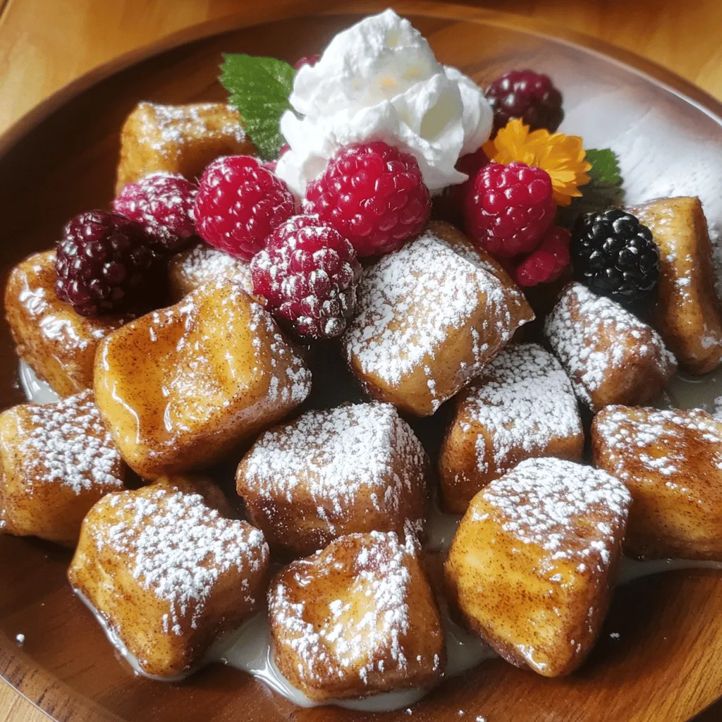 Cinnamon roll French toast bites are a fun twist on two breakfast favorites. They blend the warm, sweet flavors of cinnamon rolls with the soft, custardy goodness of French toast. Each bite is a mini treat, perfect for sharing or enjoying solo. The best part? They are easy to make and always impress.