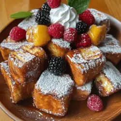 Cinnamon roll French toast bites are a fun twist on two breakfast favorites. They blend the warm, sweet flavors of cinnamon rolls with the soft, custardy goodness of French toast. Each bite is a mini treat, perfect for sharing or enjoying solo. The best part? They are easy to make and always impress.