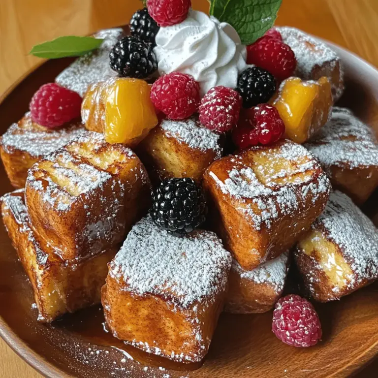 Cinnamon roll French toast bites are a fun twist on two breakfast favorites. They blend the warm, sweet flavors of cinnamon rolls with the soft, custardy goodness of French toast. Each bite is a mini treat, perfect for sharing or enjoying solo. The best part? They are easy to make and always impress.