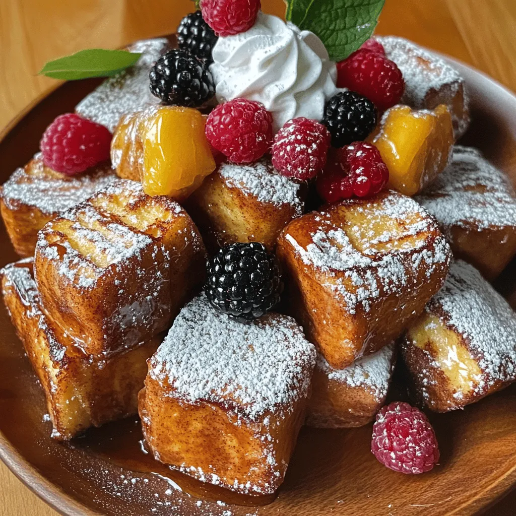 Cinnamon roll French toast bites are a fun twist on two breakfast favorites. They blend the warm, sweet flavors of cinnamon rolls with the soft, custardy goodness of French toast. Each bite is a mini treat, perfect for sharing or enjoying solo. The best part? They are easy to make and always impress.