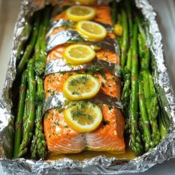 Baked Salmon in Foil with Asparagus Quick Dinner Meal