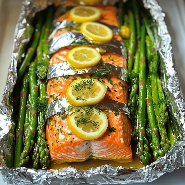 To make baked salmon in foil with asparagus, you need a few key ingredients. First, grab two salmon fillets, about six ounces each. Freshness matters here, so choose wild-caught salmon if you can. Next, you'll need one bunch of asparagus. Trim off the ends so they fit nicely in the foil.