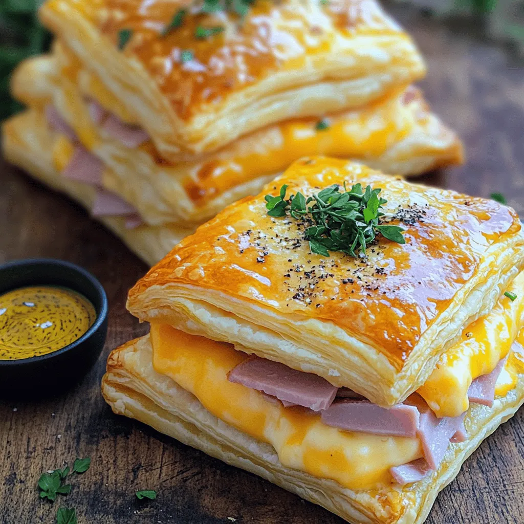 To make crispy ham and cheese puff pastry stacks, you need just a few simple items. The main star is the puff pastry. You can find it frozen at most grocery stores. Thaw it before use to get the best results.