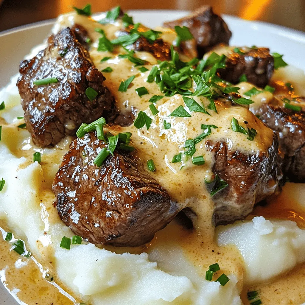 For a great creamy garlic butter steak bites recipe, you need simple ingredients. The star is the steak. I like using sirloin or tenderloin because they are tender and flavorful. The cut matters. Tender cuts cook quickly and stay juicy.