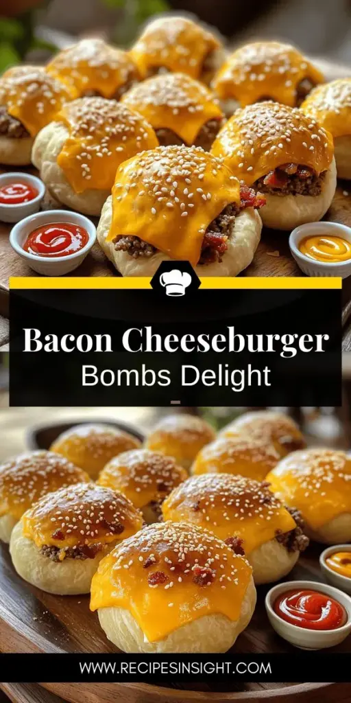 Impress your guests with Beefy Bacon Cheeseburger Bombs, the ultimate party treat! These delightful bites combine juicy beef, crispy bacon, and melty cheese all wrapped in a fluffy dough. Perfect for game nights or family gatherings, they're easy to prepare and packed with flavor. Dive into this simple recipe and create a crowd-pleaser that everyone will love. Click through to explore the full recipe and start making these tasty bombs today!