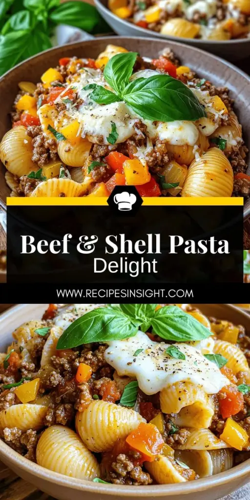 Delight your family with Savory Beef & Shell Pasta Bliss, a simple and delicious recipe that's perfect for weeknight dinners. This hearty dish blends rich flavors from ground beef, bell peppers, and spices, topped with gooey mozzarella cheese. Explore easy steps, ingredient swaps, and serving suggestions to personalize your meal. Don't miss out on making this tasty beef pasta recipe—click through for the full recipe and elevate your cooking tonight!