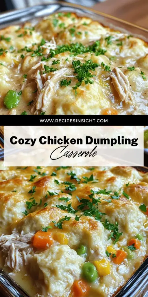 Discover the comforting flavors of Savory Chicken and Dumplings Casserole with this easy recipe that combines tender chicken, fluffy dumplings, and colorful vegetables. Perfect for weeknight dinners or gatherings, this dish promises to please everyone at the table. Ready to create a cozy meal? Click through to explore the full recipe and make a delightful chicken casserole that warms the heart!