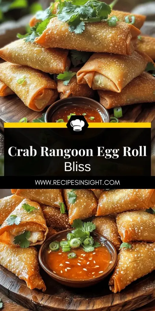 Crab Rangoon Egg Rolls are the ultimate crowd-pleaser your guests will love! With crispy wrappers and a creamy crab filling, these delightful appetizers are perfect for any gathering. Learn essential ingredients, expert rolling techniques, and frying tips to achieve that golden crunch. Plus, discover delicious dipping sauces to elevate your dish. Click through to explore the full recipe and impress everyone with this unforgettable flavor explosion!