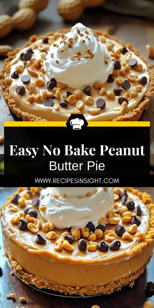 Indulge in a delicious No Bake Peanut Butter Pie that's super simple to make! This creamy treat requires just a few ingredients, no oven needed, and brings joy to friends and family alike. Follow easy steps to create the perfect pie, or get creative with optional toppings. Ideal for gatherings or a sweet self-care moment, this recipe is a must-try. Click through to explore the full recipe and elevate your dessert game today!