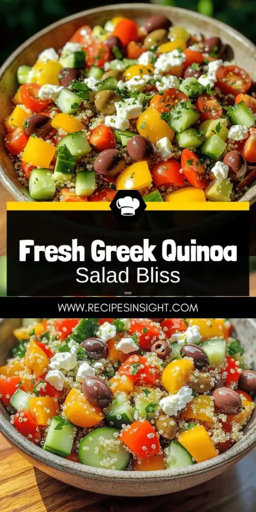 Looking for a fresh and flavorful meal? Try the Greek Quinoa Chopped Salad! This vibrant and nutritious dish is packed with protein-rich quinoa, fresh veggies, and healthy fats, making it perfect for lunch or dinner. With endless customization options, you can tailor it to your taste. Discover step-by-step instructions and health benefits in our blog and elevate your meal prep game. Click through to explore the recipe and enjoy a delicious, guilt-free meal!