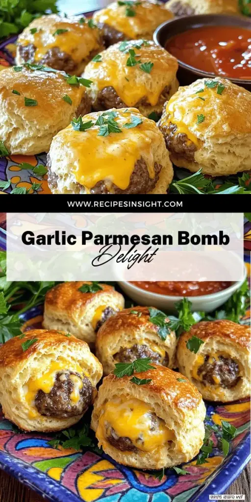 Savor the deliciousness of Garlic Parmesan Cheeseburger Bombs, a must-try recipe that combines juicy ground beef, gooey cheese, and flaky biscuit dough into irresistible bites! Perfect for parties or family dinners, this easy step-by-step guide will have you creating mouthwatering bombs in no time. Explore flavor variations, serving suggestions, and tips to elevate your dish. Click through to discover this delightful recipe and impress your guests!