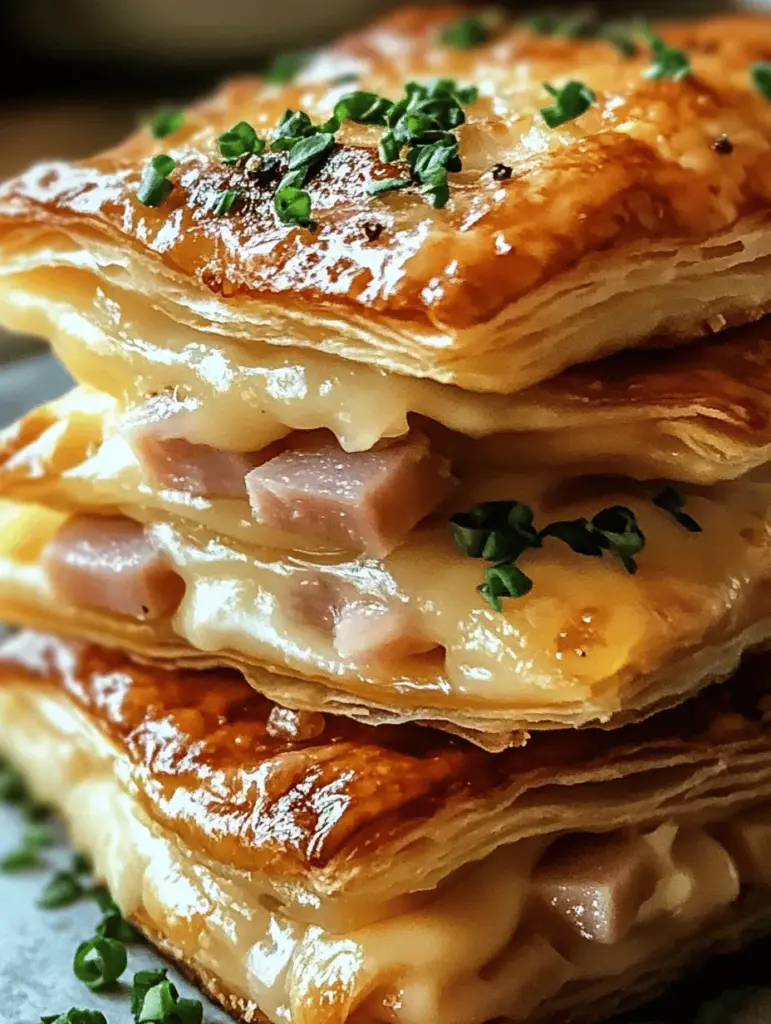 Indulge in the perfect blend of flavors with Crispy Ham & Cheese Puff Pastry Stacks! These delightful treats are easy to make and perfect for any occasion, whether it's a cozy family dinner or a festive gathering. Flaky pastry envelops savory ham and melted cheese, creating a mouthwatering bite that everyone will love. Discover the recipe and elevate your snack game today! Perfect for entertaining or a quick weeknight meal.