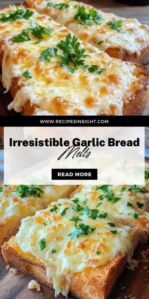 Indulge in the deliciousness of Cheesy Garlic Bread Melts with this easy recipe that's sure to impress! Learn how to create the perfect balance of gooey cheese, flavorful garlic, and crispy bread, all while discovering tips and variations to elevate your dish. Whether for game day snacks or family dinners, these melts are a true crowd-pleaser. Click through for the full recipe and get ready to savor every cheesy bite!