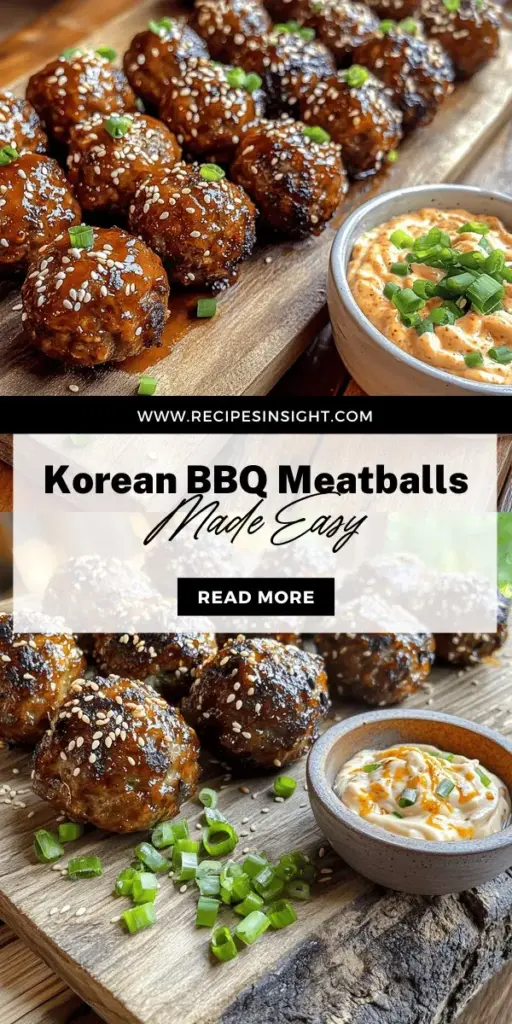 Elevate your dinner with these mouthwatering Korean BBQ Meatballs paired with a creamy spicy mayo dip! Discover the simple steps and essential ingredients to create this flavorful dish that will impress your family and friends. From tips on enhancing flavors to serving suggestions, this easy recipe is perfect for any occasion. Click through now to explore the full recipe and let the delicious cooking begin!