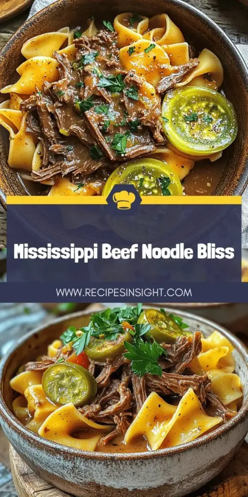 Impress your family with the Savory Mississippi Beef Noodles Recipe! This delightful dish features tender beef chuck roast, zesty pepperoncini, and a rich sauce that brings comfort to your dinner table. Follow easy steps to create a flavorful meal that everyone will love. With tips for perfecting tenderness and suggestions for side dishes, this recipe is a must-try. Click to explore the full recipe and bring this delicious dish to life tonight!