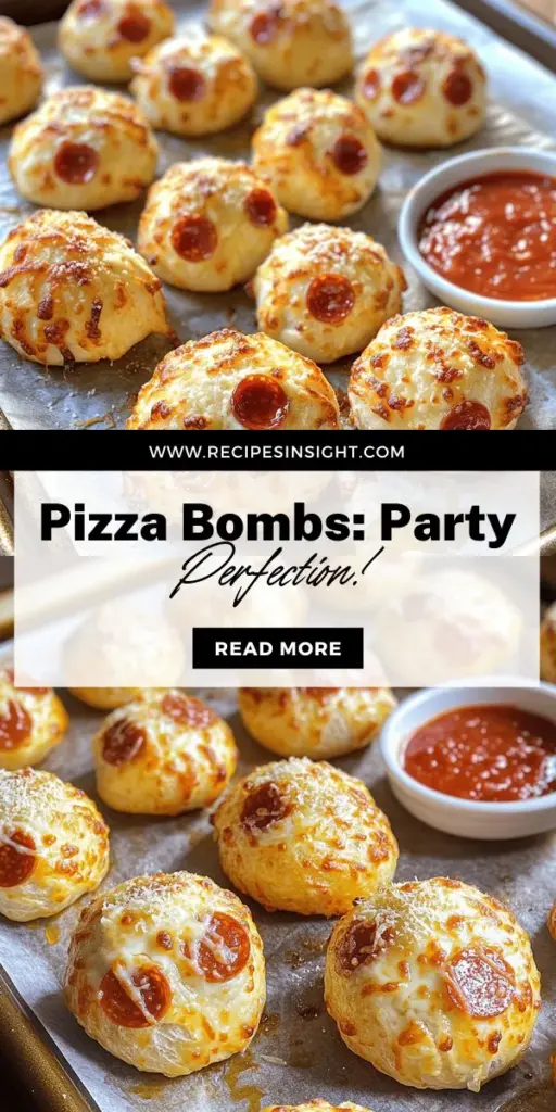 Looking to impress your guests with a fun and delicious snack? Try making Cheesy Pepperoni Pizza Bombs! These easy-to-create treats feature gooey cheese and savory pepperoni wrapped in warm dough, perfect for any party. In just a few steps, you can whip up this crowd-pleaser that everyone will love. Click through to explore the full recipe and discover creative variations to customize your pizza bombs for your next gathering!