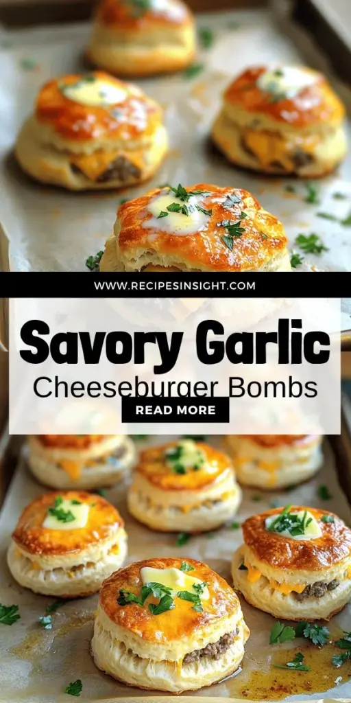 Elevate your snack game with Garlic Parmesan Cheeseburger Bombs! These savory bites combine juicy beef and rich cheeses enveloped in soft dough, making them perfect for parties or cozy nights. Each burst of flavor from the garlic and Parmesan will leave everyone craving more. Discover how to make these easy and delicious snacks from scratch and impress your guests. Click through for the full recipe and start your culinary adventure today!