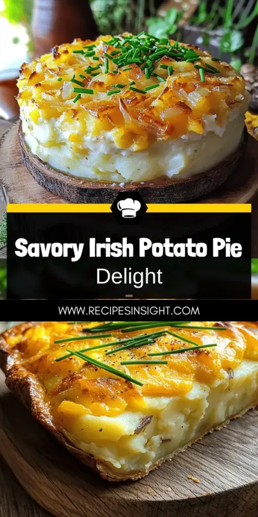 Satisfy your cravings with this delicious Irish Potato Pie recipe! Featuring creamy potatoes, sharp cheddar, and a flaky crust, it’s the ultimate comfort food. Learn how to create a rich potato filling, achieve a perfectly flaky crust, and explore tasty variations to make the dish your own. Whether you're looking for a hearty family meal or a festive treat, this recipe is a must-try. Click through to discover how to make this savory delight!