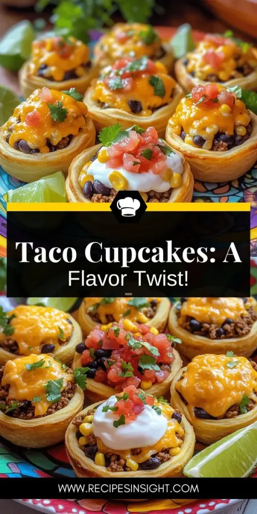 Are you ready to elevate your next gathering with a deliciously unique treat? Try making Taco Cupcakes, a fun fusion of tacos and cupcakes that will wow your guests! These bite-sized delights feature flaky crescent cups filled with seasoned beef, black beans, and cheese, topped with fresh ingredients. Discover the simple steps to create this crowd-pleaser and explore tasty variations in our blog post. Click through for the complete Taco Cupcakes recipe!