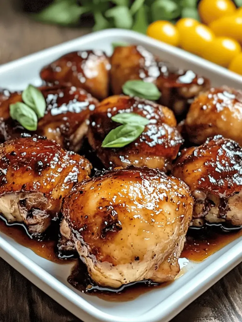 Discover the deliciousness of Balsamic Glazed Chicken Thighs with a twist! This mouthwatering recipe combines tender chicken with a rich balsamic glaze and unique flavors that elevate your dinner experience. Perfect for meal prep or a quick weeknight dinner, it's easy to make and packed with taste. Explore this flavorful journey and impress your family and friends with a dish that's sure to delight. Try it today for a culinary adventure!