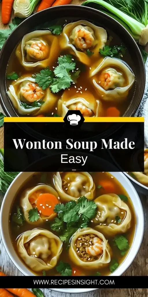 Warm up your evenings with this homemade wonton soup, the perfect comfort food! Discover how to create tender wontons from scratch, a flavorful broth, and be inspired by creative filling options. This easy recipe is not only delicious but also adaptable to your taste. Gather your ingredients and impress your family with a heartwarming meal worth sharing. Click through to explore the full recipe and start your culinary adventure today!