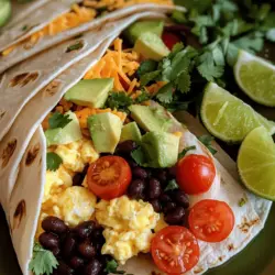 To make a chipotle breakfast burrito, start with a few simple steps. First, gather your ingredients. You’ll need flour tortillas, eggs, black beans, cherry tomatoes, and an avocado. Don’t forget the star of the show: chipotle pepper!