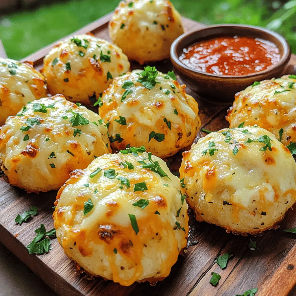 Garlic butter cheese bombs are a delightful snack. They are easy to make and fun to eat. You take a biscuit, fill it with cheese, and bake it until golden. The result is a warm, cheesy treat bursting with flavor.