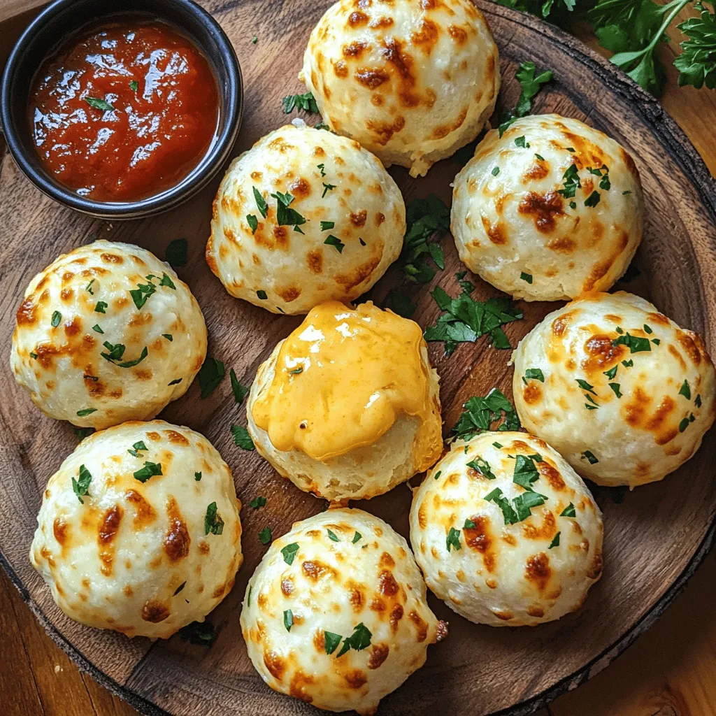 Garlic butter cheese bombs are a delightful snack. They are easy to make and fun to eat. You take a biscuit, fill it with cheese, and bake it until golden. The result is a warm, cheesy treat bursting with flavor.