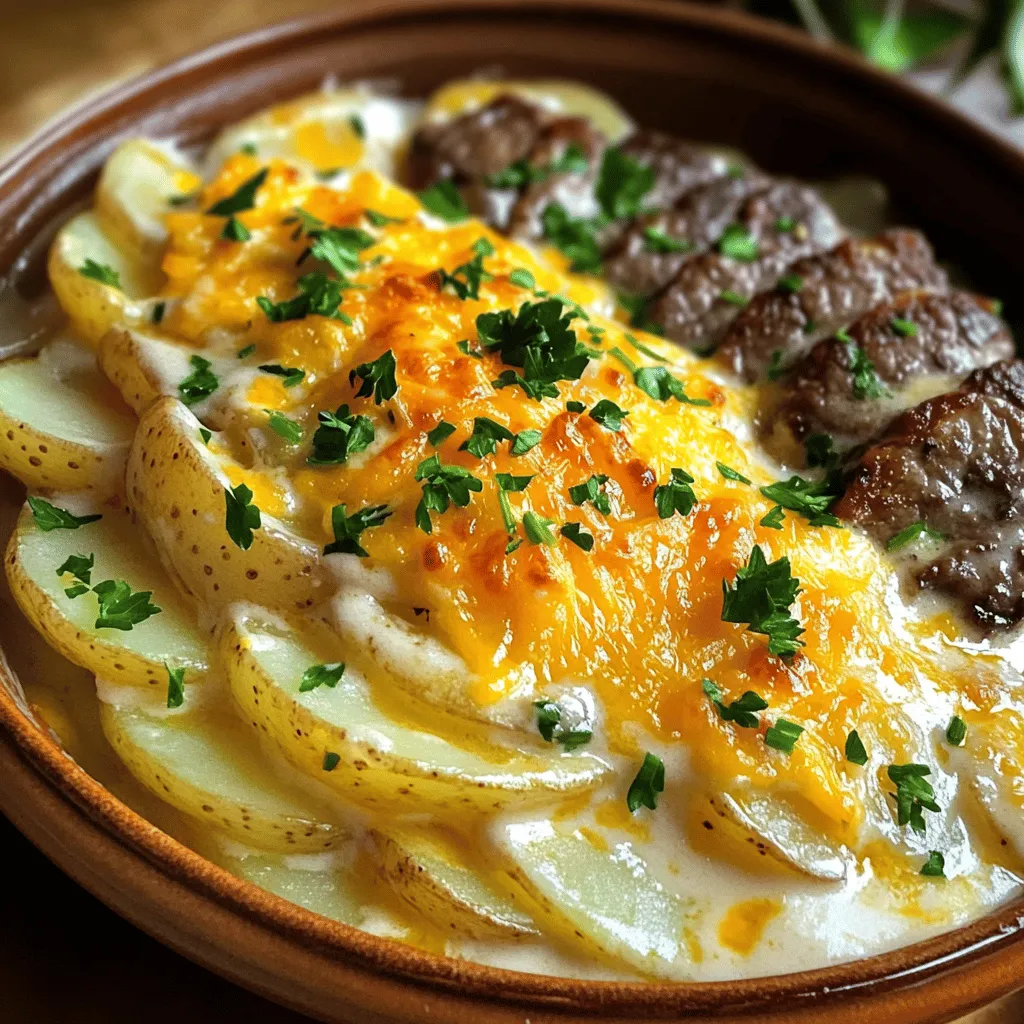Delicious scalloped potatoes are creamy, cheesy, and soft. They come from thinly sliced russet potatoes. You mix them with heavy cream, garlic, and cheese. Bake them until golden and bubbly. This dish becomes a warm hug on a plate.