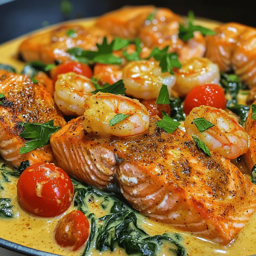 For a great Cajun creamy delight, you need fresh, quality ingredients. Start with two salmon fillets, each about six ounces. Next, grab one cup of large shrimp, peeled and deveined. These seafood choices give a tasty base for your dish.