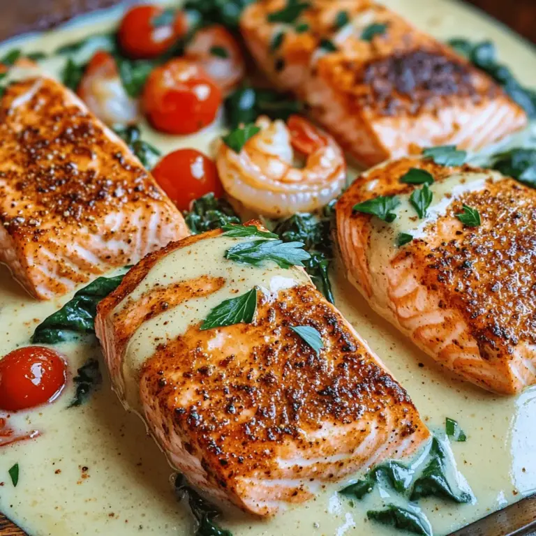 For a great Cajun creamy delight, you need fresh, quality ingredients. Start with two salmon fillets, each about six ounces. Next, grab one cup of large shrimp, peeled and deveined. These seafood choices give a tasty base for your dish.