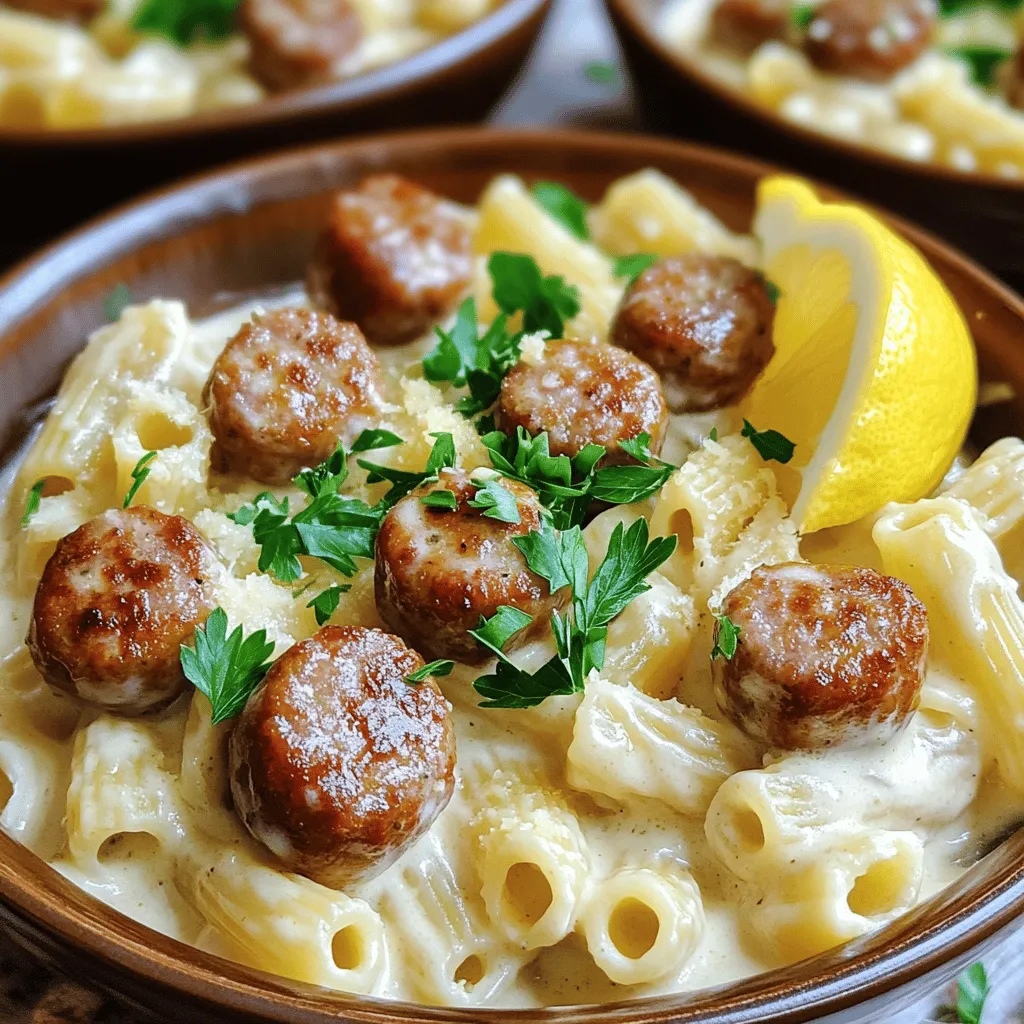 To make garlic butter sausage bites with creamy parmesan pasta, you need some key ingredients. Start with 1 pound of smoked sausage or kielbasa, sliced into bite-sized pieces. This sausage adds a rich and smoky flavor. You will also need 4 tablespoons of unsalted butter to create the garlic butter. Garlic is essential, so grab 4 cloves, minced finely. You might like a touch of heat, so consider adding 1 teaspoon of red pepper flakes. For seasoning, use salt and pepper to taste.