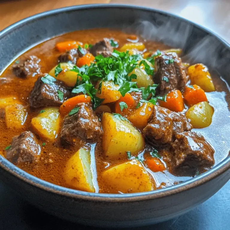 To make authentic German goulash, you need to focus on key ingredients. The heart of the dish is the meat. I prefer beef chuck, as it becomes tender over time. You want to cut it into 1-inch cubes for even cooking.