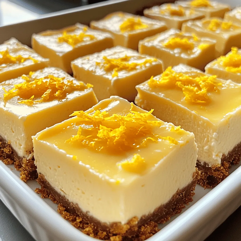 Lemon cheesecake squares are a bright and tasty dessert. They combine the creamy richness of cheesecake with a zesty lemon flavor. These squares appeal to lemon lovers and anyone who enjoys a refreshing treat.