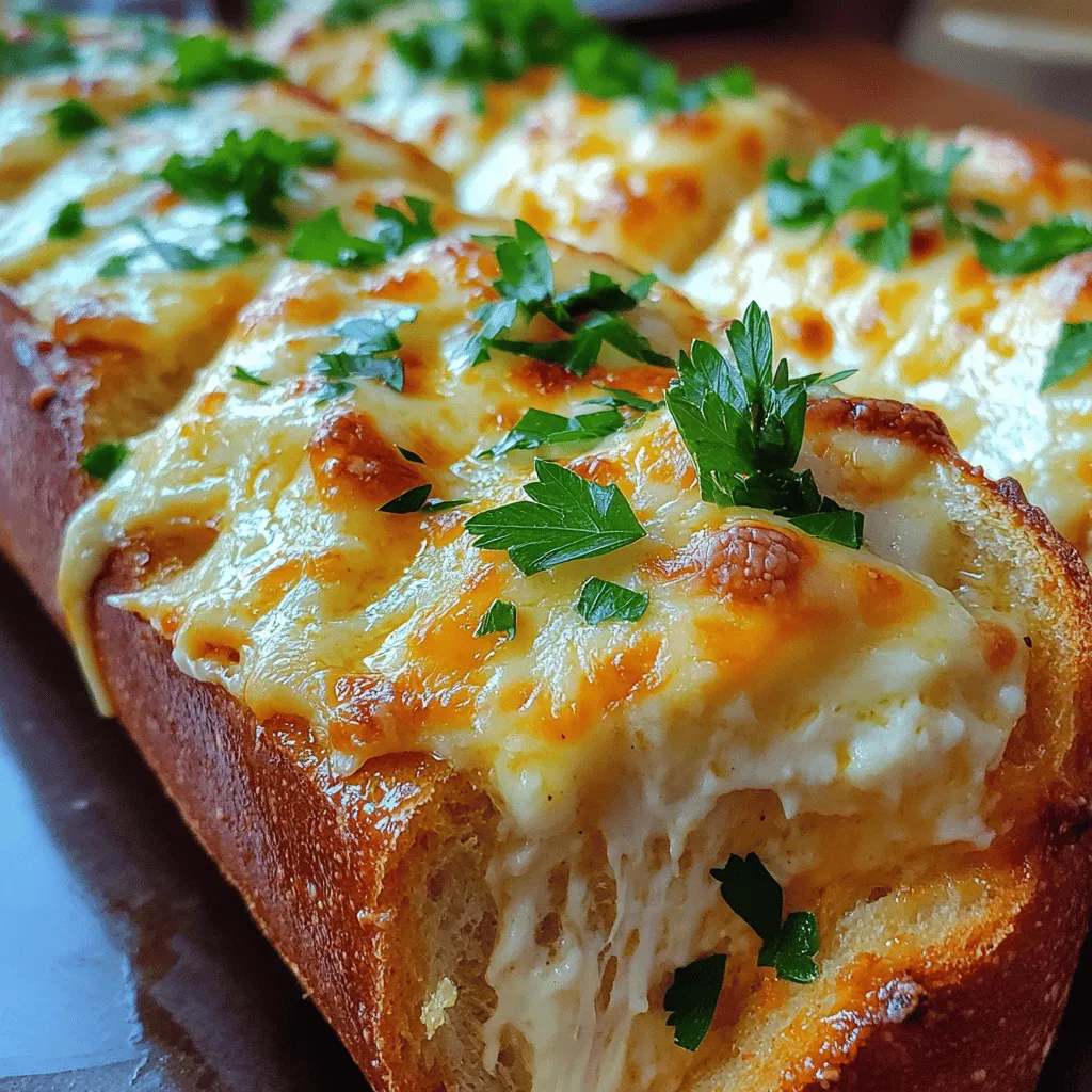 To make the best cheesy garlic bread, you need some simple ingredients. Start with one large loaf of crusty French or Italian bread. This bread holds up well and has the right texture.