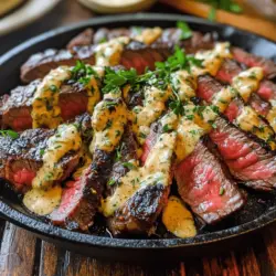 Cast Iron Bavette Steak with Whiskey Garlic Cream Sauce Recipe