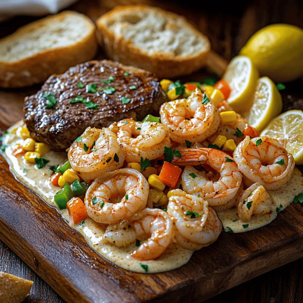 Shrimp and steak make a great pair for any meal. They both bring rich flavors and textures. You can enjoy a fancy dinner without fuss. This ultimate Cajun shrimp recipe gives you the best of both worlds. You’ll love how easy it is to prepare a shrimp and steak dinner.